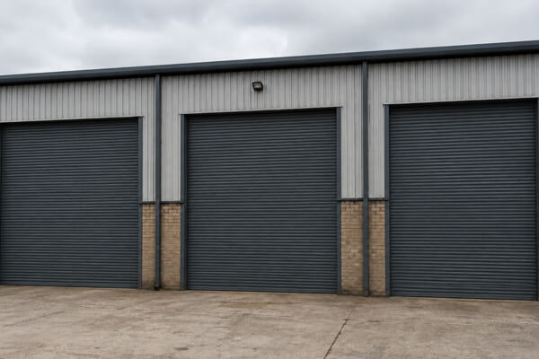 Industrial roller shutter door after painting in Daventry