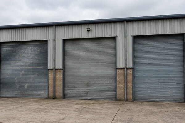 Industrial roller shutter door before painting in Daventry