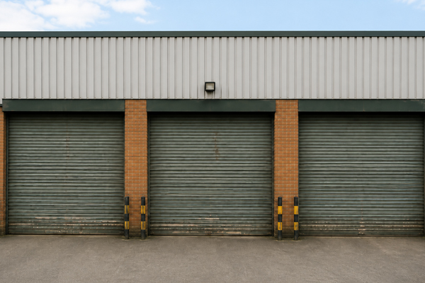Roller shutter door before painting in Daventry