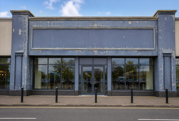 Commercial shop front before painting in Daventry