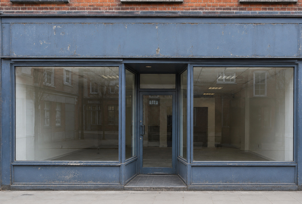 Metal retail facade before repainting in Sandy