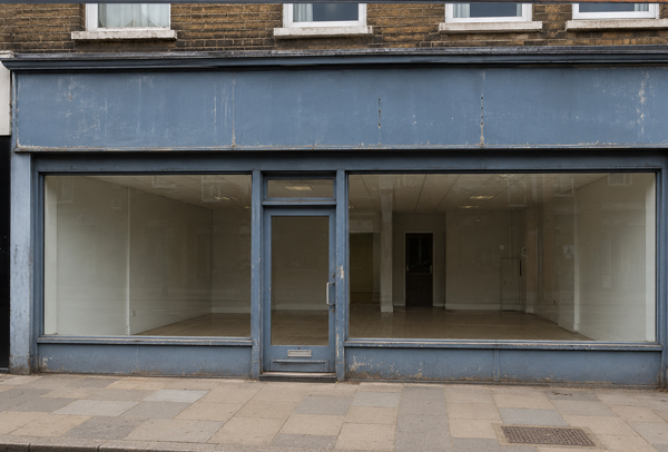 Metal shop front before painting in Daventry