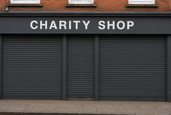 Retail security shutter after repainting in Sandy