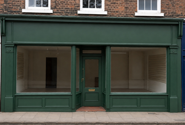 Timber shop front after painting in Daventry
