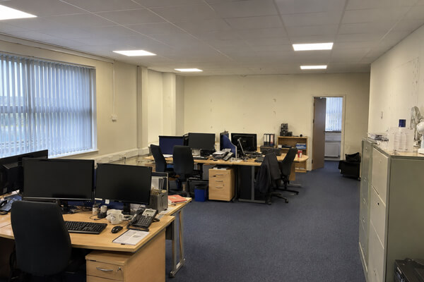 Office interior before commercial redecoration in Letchworth Garden City