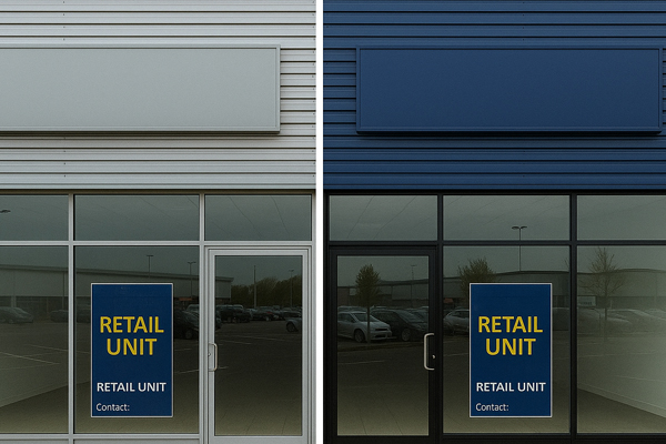 On-site spray painting of cladding and shopfronts in Bristol