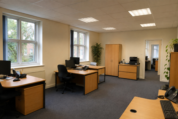 Office walls and ceiling before painting in Daventry