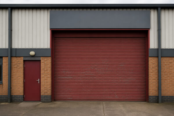 Commercial shutter door before rebranding in Wolverton