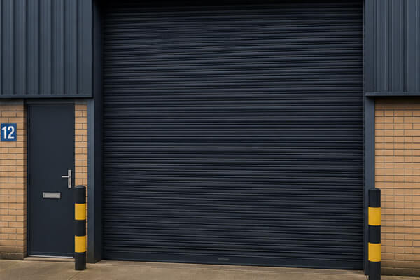 Modernised industrial unit after shutter door painting in Wolverton